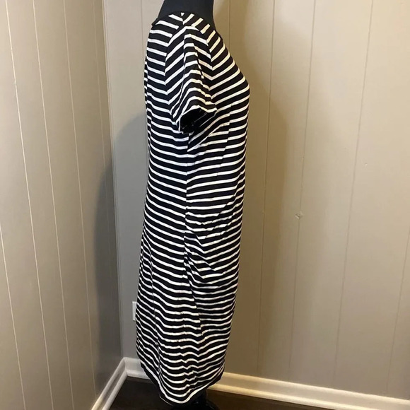 Old Navy Maternity Small Midi Dress Short Sleeve Crewneck Stripes - Picture 3 of 7